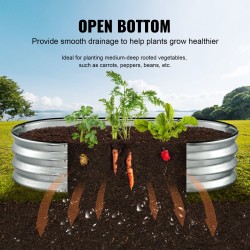 Korotettu istutuslaatikko kaksipuolisesti galvanoitu metalli 122,5×62,5×28 cm avoin pohja