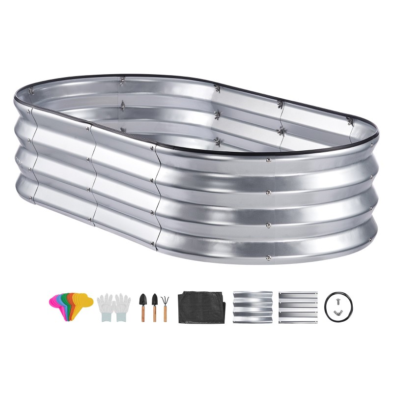 Korotettu istutuslaatikko kaksipuolisesti galvanoitu metalli 122,5×62,5×28 cm avoin pohja