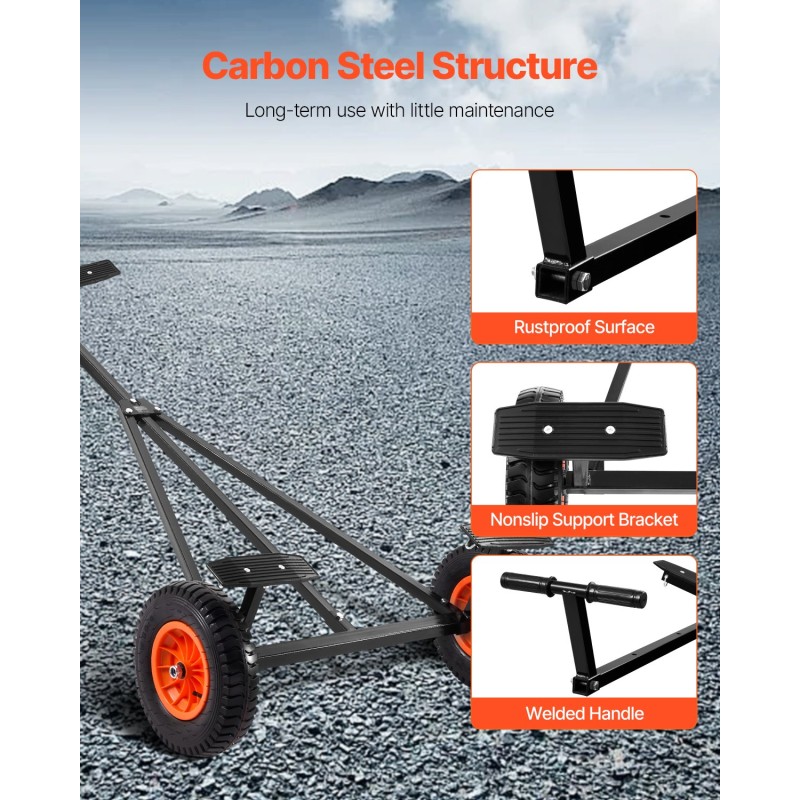 Veneen trailerisiirrin hiiliteräs 190 kg säädettävä aisa 15,7 tuuman ilmakumirenkaat