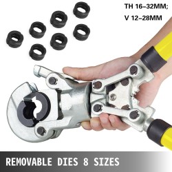 Käsikäyttöinen putkipuristin halkaisija 12–32 mm 8 vaihdettavaa leukaa 360 astetta kääntyvä pää