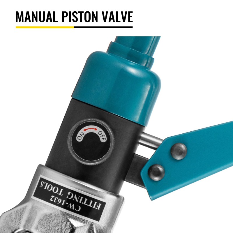 Hydraulinen puristuspihdi karkaistua terästä kuusi tonnia 16–32 millimetriä vaihdettavilla leuoilla putkille