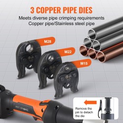 Akkukäyttöinen puristustyökalu putkille M15 M22 M28 leuat 2 kpl 18V akut kantolaukku