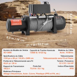Sähkövinssi 12 V tasavirta 6,6 hv 6123 kg vetokyky teräsvaijerilla IP55 suojaus