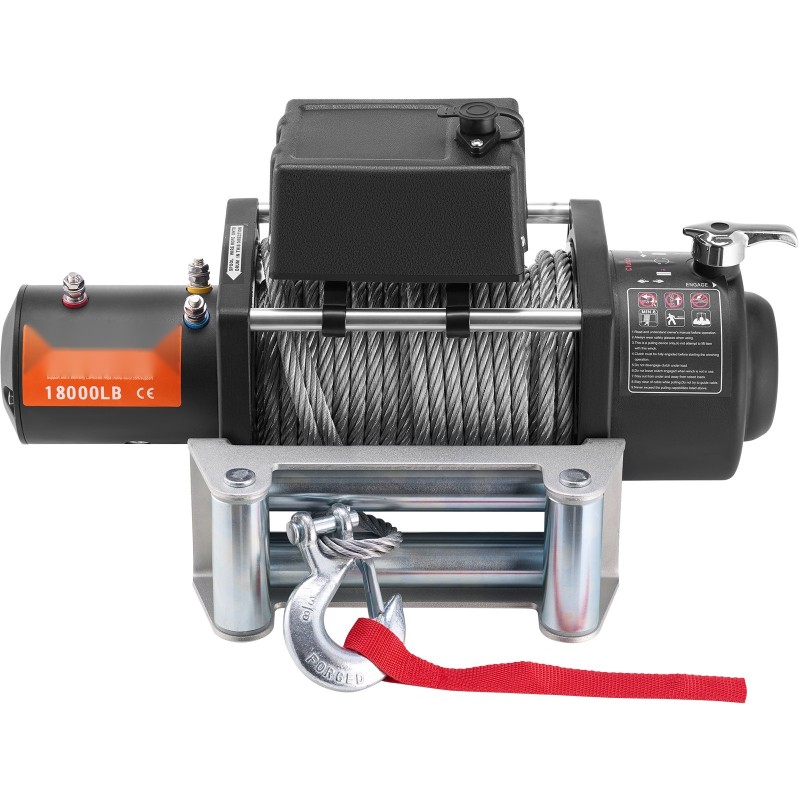 Sähkökäyttöinen vinssi 12V 8165 kg teräsvaijerilla IP55 kaukosäätimellä maastoautoille