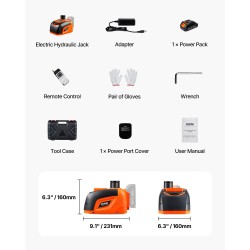 Sähköinen hydraulinen autotunkki 5 tonnia säädettävällä nostokorkeudella LED-valolla kaukosäätimellä