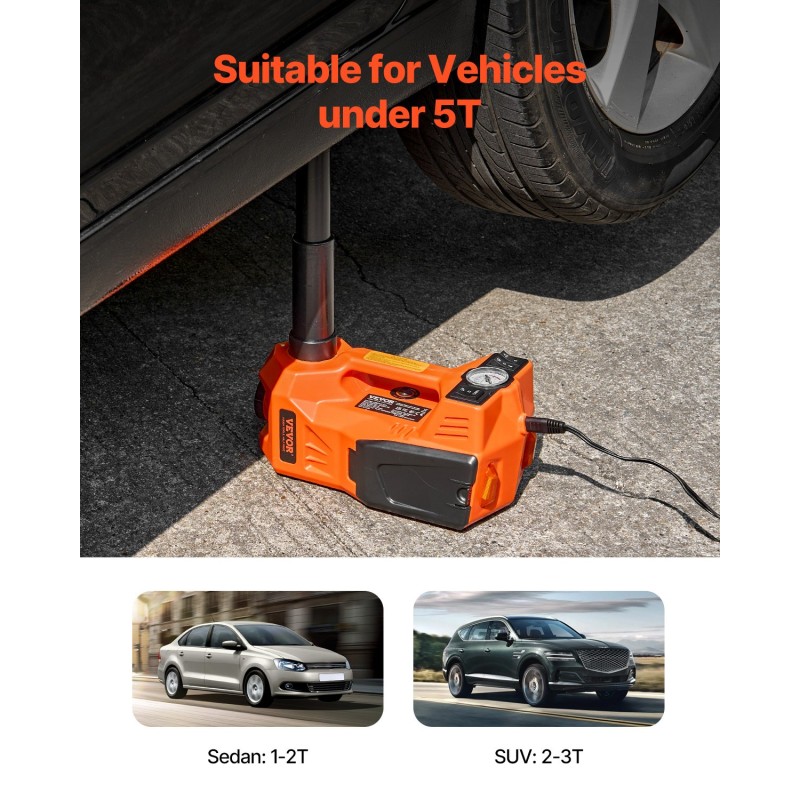 Sähköinen saksitunkki 5 tonnia 12V sisäänrakennettu täyttöpumppu turvavasara henkilöautoille katumaastureille kevyille