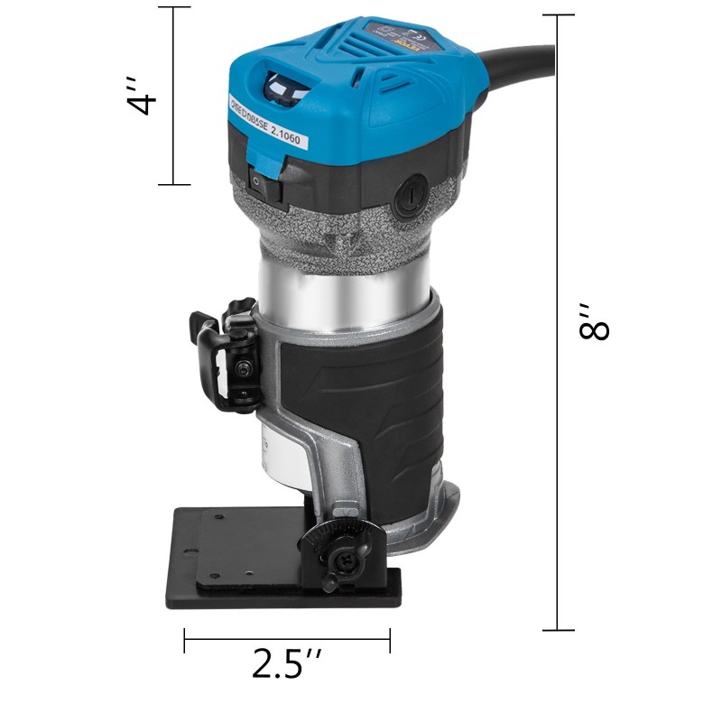 Kompakti jyrsin 800W 220V 6,35 ja 9,5 mm istukat syväys ja kallistusjalustalla