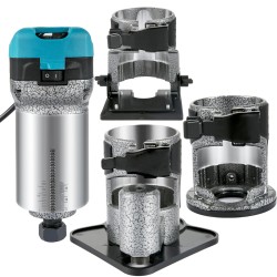 Puujyrsin alumiiniseosrunko 710 W neljällä pohjalla säädettävä nopeus