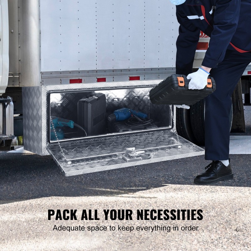 Rungon alle asennettava turkkilevyalumiininen työkalulaatikko 914×355×405 mm vesisuojattu lukolla ja avaimilla