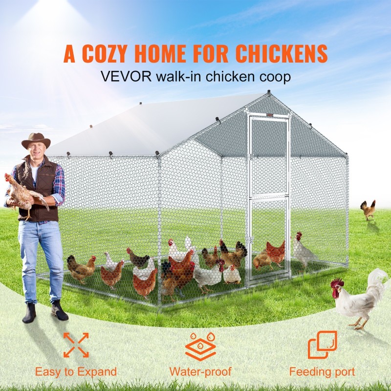 Teräksinen kanatarha 200 x 300 x 200 cm läpikuljettava vesitiivis suojapeitteellä