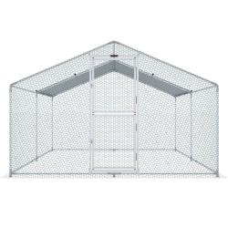 Metallinen kana-aita teräsrunko 400x300x200 cm harjakatto vesitiivis PE-suojapeite