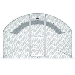 Metallinen ulkotarha teräsrunko polyeteenipeitteinen kupukatto 400 x 300 x 200 cm siipikarjalle