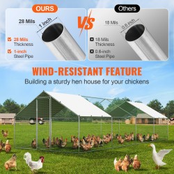 Metallinen käveltävä kanatarha sinkityistä teräsputkista PE-katoksella 3 x 7,83 x 1,99 m