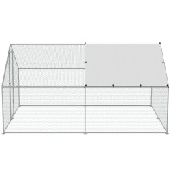 Kanatarha galvanoiduista teräsputkista 3x3 93x1 99 m PE katoksella lukittava ovi