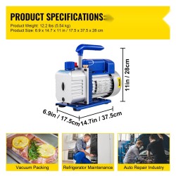 Tyhjiöpumppu 71–85 l/min 1/4 hv alumiiniseosrunko ilmastointihuoltoon