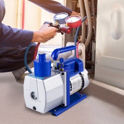 Kaksivaiheinen kylmäainevakuumipumppu 170 litraa minuutissa 0,5 hevosvoimaa alumiinirunko 250 millilitran öljytilavuus