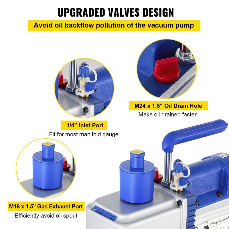 Tyhjiöpumppu 10 CFM 1 hv kaksivaiheinen roottorilapapumppu alumiinirunko 5 Pa