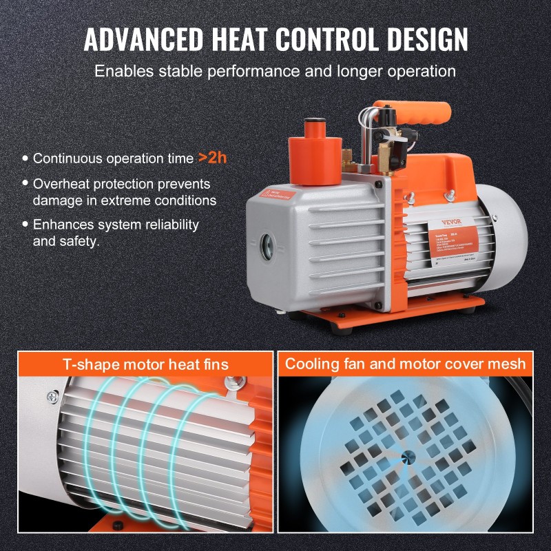 Tyhjiöpumppu 7 CFM kaksivaiheinen roottorityyppinen kuparimoottorilla ilmastointi- ja kylmäjärjestelmille 1/4–1/2 tuuman