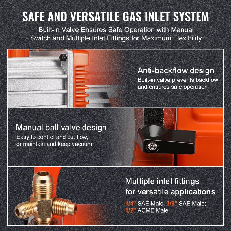 Tyhjiöpumppu 7 CFM kaksivaiheinen roottorityyppinen kuparimoottorilla ilmastointi- ja kylmäjärjestelmille 1/4–1/2 tuuman