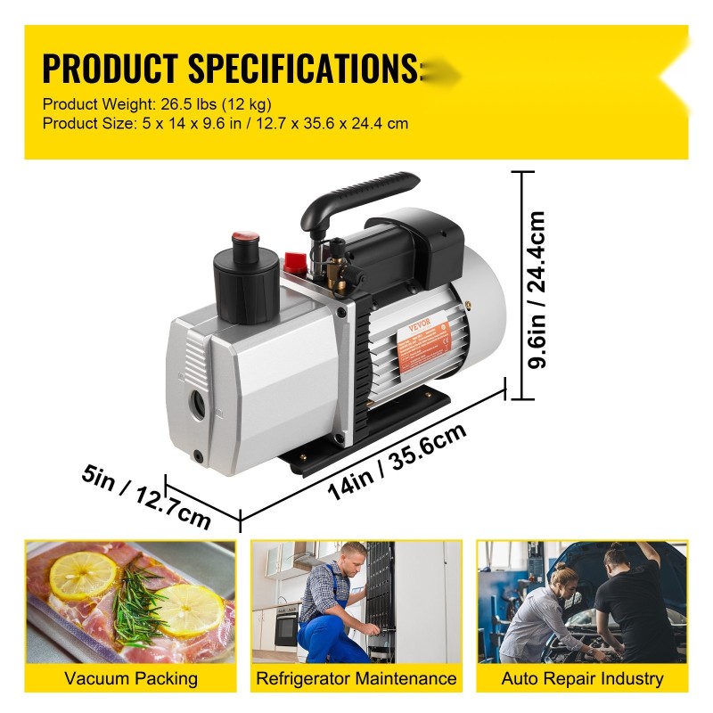 Kaksivaiheinen roottorityhjiöpumppu 483 l/min 0,75 hv valualumiinirunko 0,3 Pa