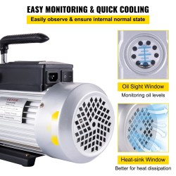 Tyhjiöpumppu yksivaiheinen 340 l/min 1 hv alumiinirunko 1/4 tuuman sisääntulo