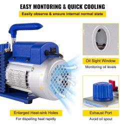 Metallirunkoinen tyhjiöpumppu ja R134a mittarisarja 4 CFM 1/4HP 3 letkua ilmastointihuoltoon