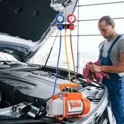 Tyhjiöpumppu ja manometrisarja 186 W 267 l/min yksivaiheinen lamellityyppinen R134a R410a R32