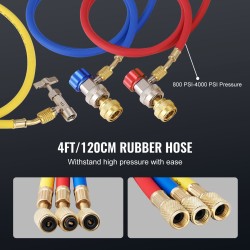 Yksivaiheinen roottorityhjiöpumppu ja manometrisarja 1/5 hv kolmivärisillä letkuilla R134a R1234yf