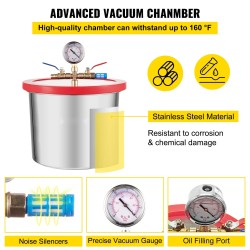 Tyhjiöpumppu 4CFM 1/3HP ja 2 gallonan ruostumaton degassauskammio