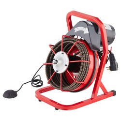 Sähkökäyttöinen viemärinavauskone viidenkymmenen jalan puolituuman teräskaapelilla 2–4 tuuman putkille