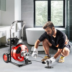 Sähköinen viemärin puhdistuskone 23 m 10 mm teräsydinkaapelilla 25–100 mm putkille