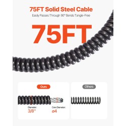 Sähköinen viemärinavauskone 75 jalkaa 9,5 mm kaapelilla automaattisella syötöllä