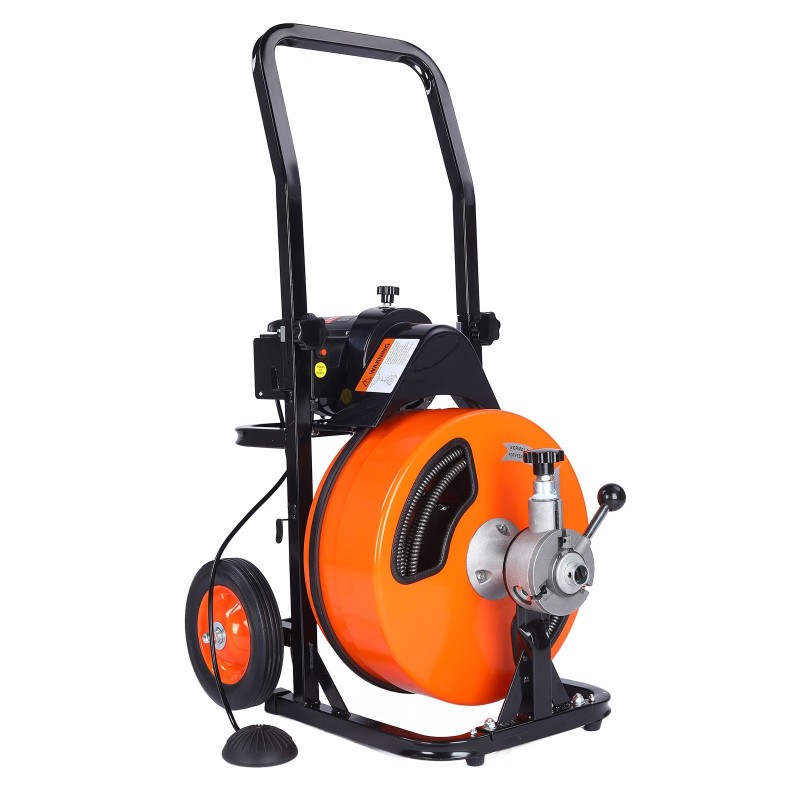 Sähköinen viemärinpuhdistuskone 50 jalkaa 3/8 tuuman kaapeli automaattisyöttö jalkakytkin