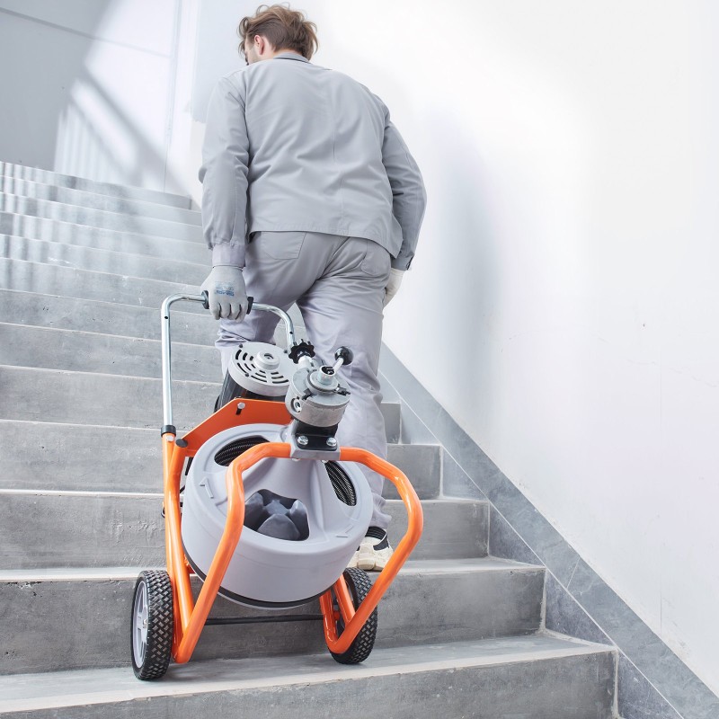 Viemärin puhdistuskone teräskaapeli 30,5 m 9,5 mm automaattisyöttö 8 terää pyörillä