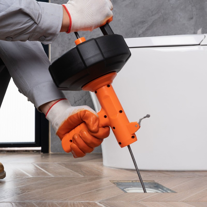 Viemärinavaaja jousiteräskaapelilla 762 cm automaattisyöttö porakonekäyttö suojaletku hanskat