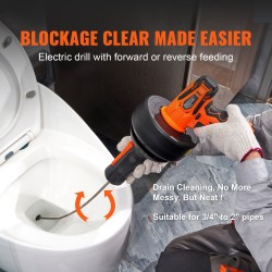 Viemärinpuhdistaja johdoton 12 V akku 8 m kaapeli 19–50 mm putkille