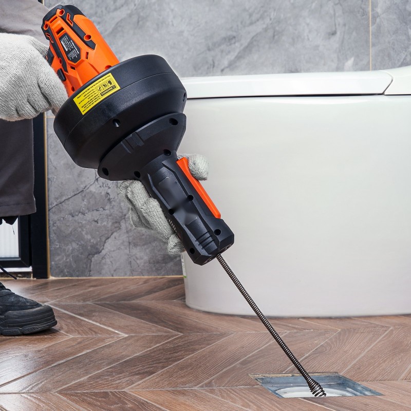 Viemärinpuhdistaja johdoton 12 V akku 8 m kaapeli 19–50 mm putkille