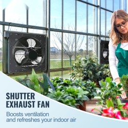 Poistoilmapuhallin 406 mm seinäasennettava portaaton nopeudensäätö lämpötila ja kosteussäädin kasvihuoneisiin