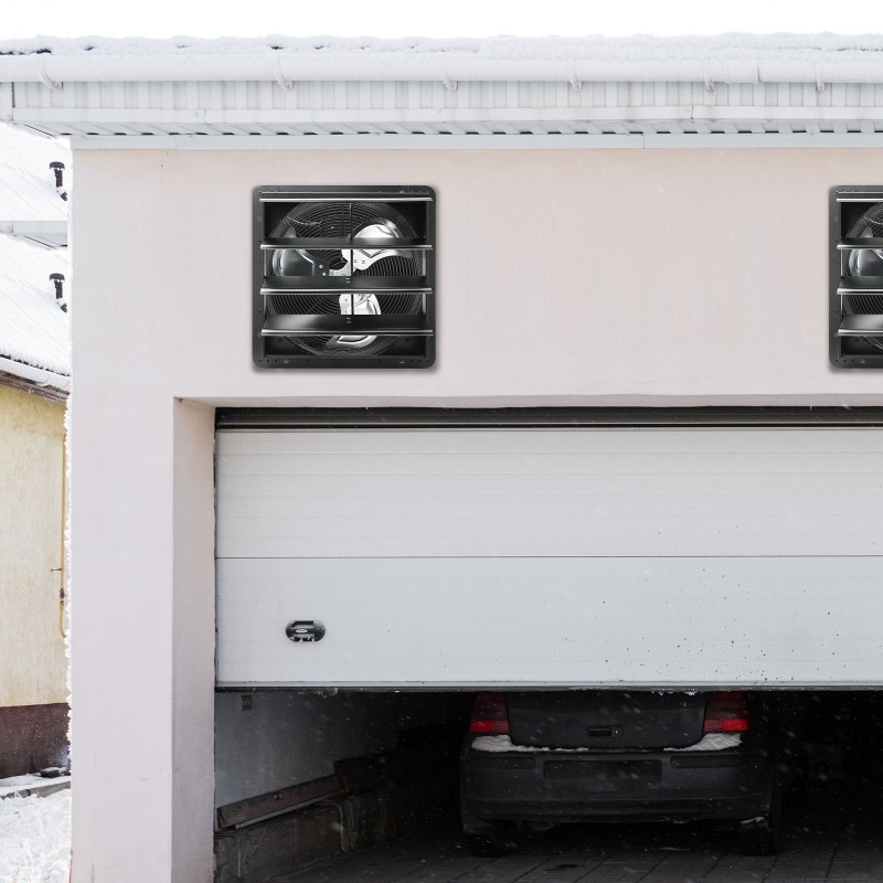 Poistoilmapuhallin 406 mm seinäasennettava portaaton nopeudensäätö lämpötila ja kosteussäädin kasvihuoneisiin