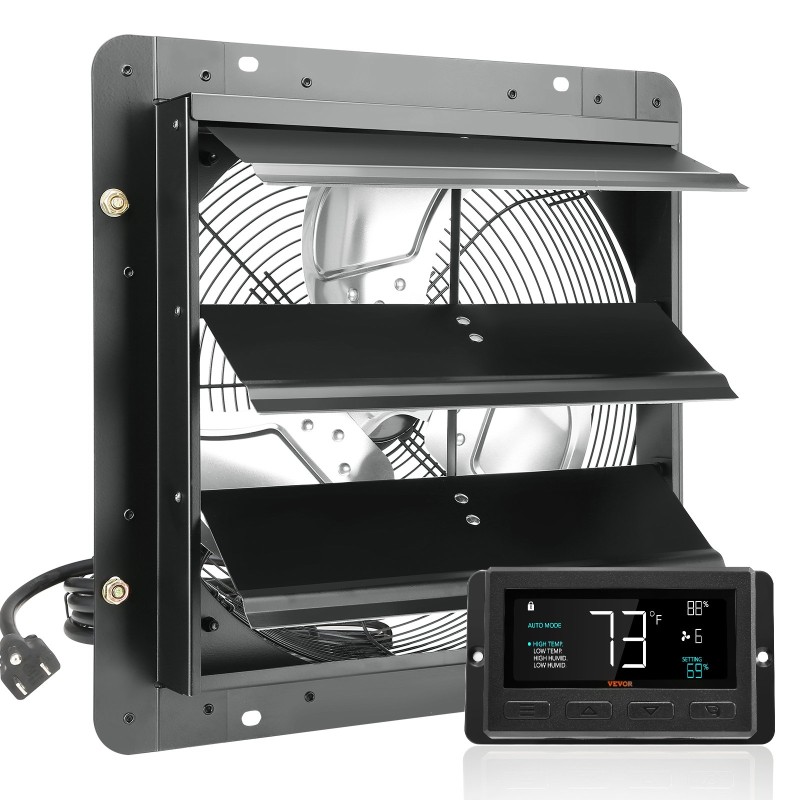 Seinäasennettava poistoilmapuhallin 356 mm EC-moottori 1024 CFM lämpötila ja kosteussäädin kasvihuoneisiin