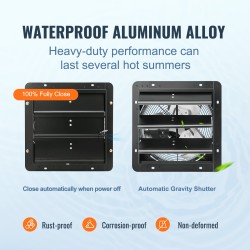 Seinäasenteinen sulkuluukkuinen poistopuhallin 305 mm EC-moottori lämpötila- ja kosteusohjain kasvihuoneisiin