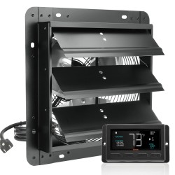 Seinäasenteinen sulkuluukkuinen poistopuhallin 305 mm EC-moottori lämpötila- ja kosteusohjain kasvihuoneisiin