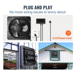 Poistoilmapuhallin 254 mm EC-moottori portaattomasti säädettävä nopeus lämpö ja kosteussäädin