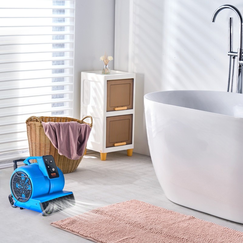 Lattiaerotin polypropeenirunkoinen kannettava kuivaus- ja viilennyspuhallin kolmella nopeudella säädettävillä kulmilla