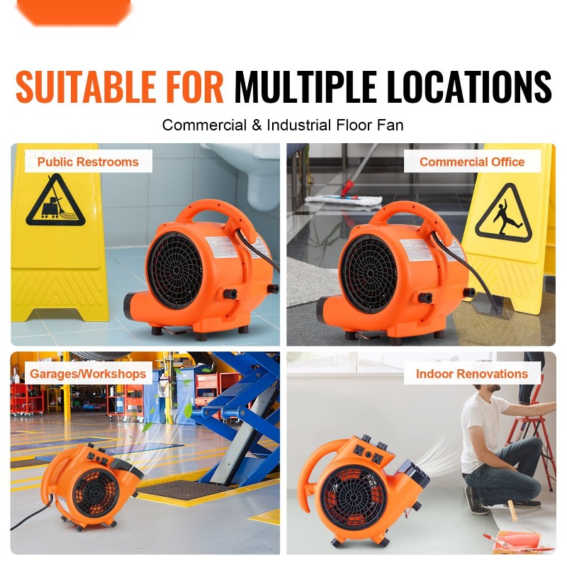 Lattiapuhallin kannettava muovinen kuivatukseen ja viilennykseen 3 nopeutta 4 kulmaa ajastin