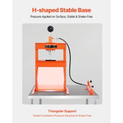 Hydraulinen H-muotoinen puristin 10 tonnin lattiamalli teräsrunko säädettävä varoventtiilillä