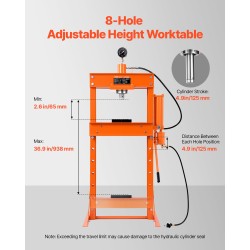 Hydraulinen H-kehyksinen 30 t työpajapuristin paksunnettu teräsrakenne paineilmakäyttöinen kolmionmuotoinen tuki