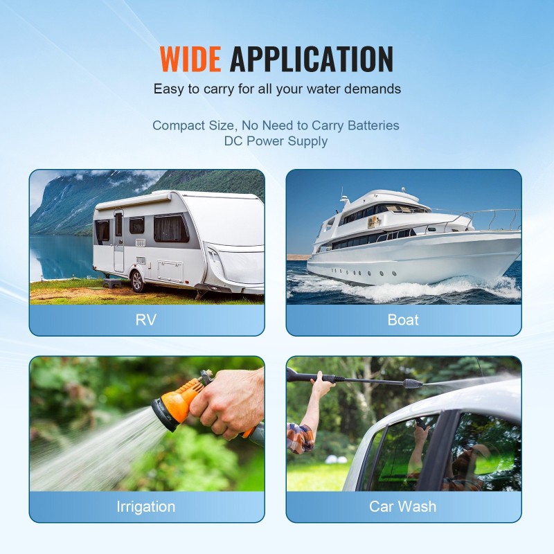 12V itsestäänimevä kalvovesipumppu 13,25 l/min 55 PSI painekytkin