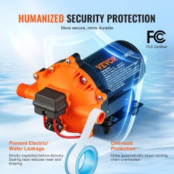 Kalvovesipumppu 12 V tasavirta itseimevä 5.5 GPM 70 PSI painekytkimellä 1/2 MNPT