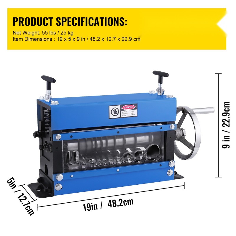 Manuaalinen metallinen kaapelin kuorintakone 1–40 mm pyöreille ja litteille kaapeleille